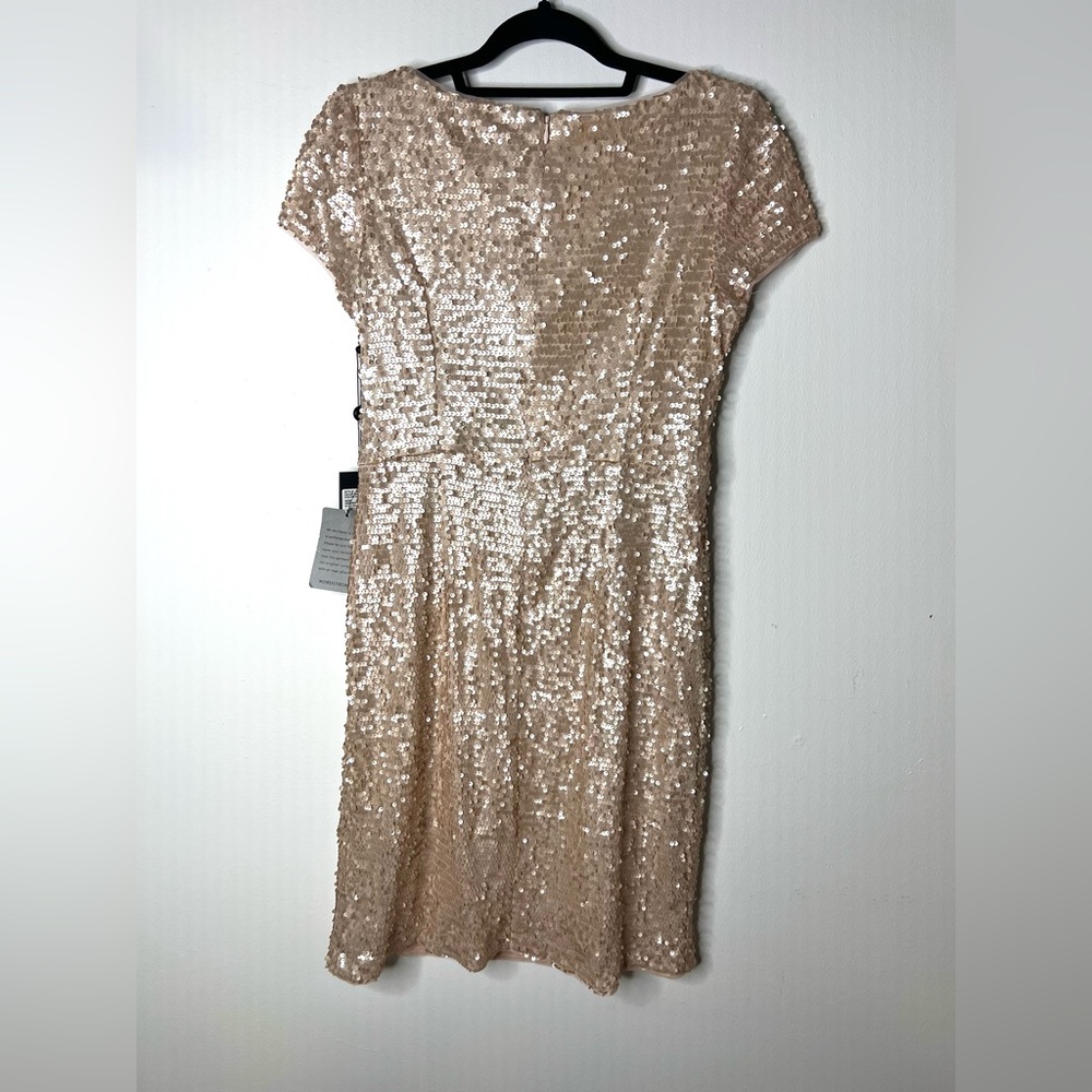 Adrianna Papell Rose Gold Sequin Sheath Mini Dress SZ 10 NWT - Picture 7 of 9